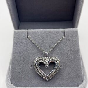 0.50 ct Natural Diamond Silver Heart Necklace